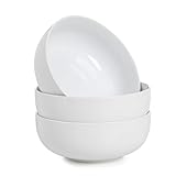 WishDeco Große Suppenschalen 3er Set, Salatschüsseln 1100ml, Servierschüssel Weiß, Nudelschüsseln Porzellan, Schüssel Set Keramik für Ramen, Obst, Dessert, Müsli