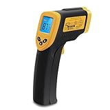 Etekcity Digital Laser Infrarot Thermometer IR Pyrometer berührungslos Temperaturmessgerät Temperaturmesser, -50 bis +380°C, LCD Beleuchtung, Gelb/Schwarz, Lasergrip 774 (Nicht für Menschen)