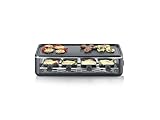 SEVERIN Raclette-Grill für 8 Personen, Raclette mit großer antihaftbeschichteter Grillplatte, extra tiefe Pfännchen, Spülmaschinengeeignet, Tischgrill, Black Line Lite, RG 2365
