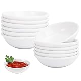 VIQIHEOE Sojasauce Schälchen, 12 Stück Kleine Schälchen für Dips, 7,2 x 1,9cm Saucenschälchen, Mini Schüsseln, PET Gewürzschalen, Runde Dip Schüsseln Set, für Sushi, Saucen, Weiß(Wiederverwendbar)