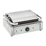 Royal Catering RCKG-2200-G Kontaktgrill Elektrogrill Panini Grill (2200 W, 230 V, Fettauffangschale, Grillplatte Geriffelt)