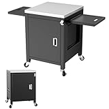 GFTIEM Grillwagen 140x65x89cm Outdoor Küchenwagen, Tragbarer Servierwagen mit 2 Klappbarer Beistelltisch, Grilltisch für Onni Pizzaöfen, außenküche für Ninja Woodfire und Weber Q Serie, outdoorküche