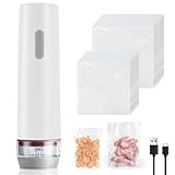 GOMETY Vakuumiergerät Klein, Handvakuumierer mit 30 Wiederverwendbare Vakuumbeutel, Vakuumierer für Lebensmittel, Tragbar Mini Vakumierergerät für Lebensmittel für Zuhause Lebensmittelkonservierung