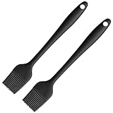 BOUMVID 2 Stück 21cm Backpinsel, Backpinsel Silikon, Pinsel Küche, Silikonpinsel Küche, Schwarz Silikon Pinsel, Grillpinsel, Pinsel Backen, Spülmaschinengeeignet, für Backen, Grillen, Kochen