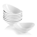 LIFVER Dipschalen Set of 8, Snackschalen Weiß 90ml, Dessertschalen Porzellan Klein, Salatschüssel Keramik Oval, Schüssel Set für Dip, Soße, Snack, Dessert, Spülmaschinen- & Mikrowellenfest