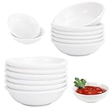 Sojasauce Schälchen, 12 Stück Kleine Schälchen für Dips, Weiß Saucenschälchen, Wiederverwendbar Rund Sojasauce Schälchen, Runde Dip Schälchen Set, PET Kunststoff, Für Sushi, Saucen, Snack und Soja