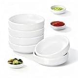 Dip Schälchen Set, 6 Stück Sojasauce Schälchen Weiß, 9 x 2,5 cm Dipschalen Set, Rund Dipschälchen Kleine Snack Schalen, Soja Saucenschälchen zum Dippen für Sushi, Soße, Dips, Saucen, Gewürze, Tapas