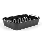 Russell Hobbs CW9161 Romano 34cm Emaille bräter - mit gitter, rechteckige auflaufform mit rost, Spülmaschinenfest ofenform, grill auflaufform, bratform für backofen ofenbeständig bis 230 Grad