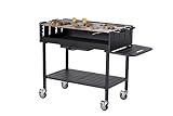 METRO PROFESSIONAL Deluxe Holzkohle Grillwagen, 137 x 68 x 94 cm, Schutzhülle und Ablagetisch, Stahl/Edelstahl, schwarz