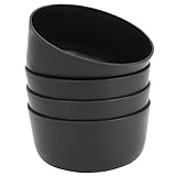 Belle Vous 4er Pack Schwarzes Schüssel Set aus Kunststoff - 1000 ml Servierschalen Set - Unzerbrechlich, BPA-Frei, Leicht & Wiederverwendbar - Für Suppe, Pasta & Salat - Mikrowellen-/Spülmaschinenfest