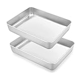 2 Stück Backblech, Rechteckige Ofenblech 30x25x5.5cm Kuchenblech Edelstahl Auflaufform Spülmaschinenfest Tiefes Ofenschale Fettpfanne Backofenblech für Backen Braten Servieren
