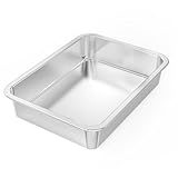 onlyfire Grill Backblech, Ofenschale Kuchenblech zum Backen Braten Kochen, Edelstahl Rechteckig Backform Ofenblech, Fettpfanne Fettpfanne Backofen Tablett, 35,7x26,5x7cm, Spülmaschinenfest