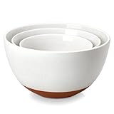 MALACASA TARA Salatschüssel Groß, 3-teiliges Schüssel Set, Servierschüsseln, Suppenschalen, Müslischale Groß, Servierschalen Set aus Steingut, 4200/2400/1380 ML