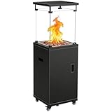 Sweetcrispy Heizstrahler Terrasse Gas 11 kW, Terrassenheizer, Propan Butan Gasheizstrahler, Mobiler Tragbarer Heizpilz, 360° Rollen Kippschutz, Gasheizung Gasheizer für Outdoor Garten, Schwarz