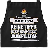 XCSJKJ Grillschürze für Männer Persönlich Grillen Geschenk BBQ Schürze Küchenschürze, Männer Geschenkideen Grillschürze Lustig Schürzen Bin am Grillen Schwarz Schürzen (Klassischer Stil 4 Taschen)