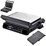 Zilan Digitaler Kontaktgrill abnehmbare Platten spülmaschinengeeignet 2000W Touch Bedienung, 5 Programme elektrischer Grill - Tischgrill - Temperatur- & Timeranzeige - Panini-, Sandwich- & Steakgrill