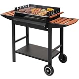 Tarrington House Holzkohlegrill Gouette, 40 x 58 cm, Ablagetische, fahrbar, Stahl/Holz, schwarz