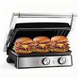 KEINVE Kontaktgrill, Keramikbeschichteter, 30 Minuten Timer. Panini Grill und Sandwichmaker für Sandwiche, Steak, Toaster. 2000 Watt, Einstellbarer Thermostat, 180º Öffnung, Roast