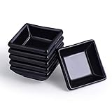 Yumi schwarz, 6 x Saucenschälchen quadratisch aus Porzellan, schwarz (6 x 6 x 2,5 cm) Sojasauce Schälchen, Sushi Schälchen, Fingerfood Gewürzschalen Marmeladenschälchen