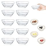 Glasschüssel, Kleine Glasschaen 10 Stück - Dipschalen Set Ø 7.5 cm aus gehärtetem Glas, 80ml Kleine Schälchen Für Saucen, Toppings, Gewürze, Mini Dip Schüsseln, Schale Für Konfitüre, Dip, Marmelade