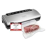 CASO VC15 Vakuumierer – Vakuumgerät, Testurteil Sehr Gut, Lebensmittel bleiben vakuumiert bis zu 8x länger frisch, separate Schweißfunktion, inkl. 10 gratis Profi- Folienbeutel