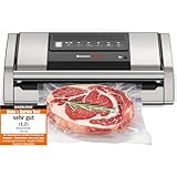 Bonsenkitchen Vakuumiergerät 15 L/min, Vakuumierer mit Beutelclip, Griffverriegelung und Integrierter Schneider, für Sous-Vide-Garen und Essenszubereitung, Hochleistungs-Schnellversiegelung-VS5100