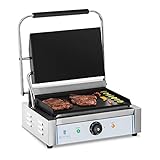 Royal Catering Gastro-Kontaktgrill 2200 W 300 °C 34,8 x 23 cm emailliertes Gusseisen + Edelstahl Elektrogrill kommerzieller Panini-Grill Sandwich-Pressgrill Multigrill