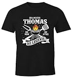 MoonWorks® Herren T-Shirt personalisierbar Grillmeister eigener Name die Legende Grillen Geschenk Fun-Shirt schwarz XL