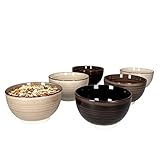 MamboCat Grey 6er Müsli-Schalen-Set grau I robuste Steingut-Schüsseln für 6 Personen I Müsli-Schale & Beilagen-Schüssel mit Strudel-Muster I graue Müsli-Schüssel 600 ml 6 Stück