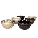 MamboCat Grey Baita 6er Müsli-Schalen-Set grau I robuste Steingut-Schüsseln für 6 Personen I Müsli-Schale & Beilagen-Schüssel mit Strudel-Muster I graue Müsli-Schüssel 600 ml 6 Stück