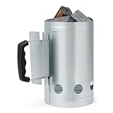 Amazon Basics Anzündkamin aus Verzinktem Stahl, Kohlekamin für Grill und Feuerstellen, Silberfarben