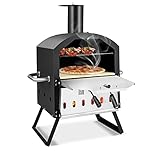 FANTASK Pizzaofen 2-lagigem mit Grillrost, Outdoor Pizza Ofen, Pizzastein & klappbaren Beinen, Pizzaschaufel, wasserdichter Abdeckung