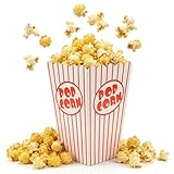 Bekith 100 Stück Open Top Popcorn Box, 16x10cm Popcorn Favor Boxen, gestreiftes Papier Süßigkeiten Container für Geburtstag Theater Thematische Parteien Film Nächte Karneval