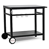 BBQ-Toro Grillwagen 85 x 50 x 81 cm | Metall Grilltisch mit großer Arbeitsfläche | Grill Beistelltisch Outdoor Grill Trolley Grilltisch Outdoor Servierwagen Outdoor Garten Trolley (Schwarz)