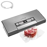 LEHMANN Vakuumierer, Vakuumiergerät für Lebensmittel, Hält bis zu 8x Länger Frisch, Folienschweißgerät für Trockene & Feuchte Lebensmittel, 30cm lange & feste Schweißnaht, inkl. Ansaugschlauch