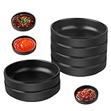 Generisch 6 Stück Dipschalen, Ø 9 cm Kleine Schale, Melamin A5 Dip Schälchen, Schwarz Rund Suschi Schälchen, Servierschalen set für Dips, Saucen, Fingerfood Gewürze, Marmeladen, Tomatensauce