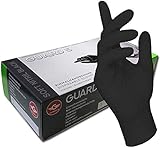 GUARD 5 - Einmalhandschuhe schwarz 100 Stück/Box Gr.8/M - Einweghandschuhe puderfreie Nitrilhandschuhe - Hygiene- Kochhandschuhe, Küchenhandschuhe - latexfrei