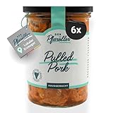 DER PFARÖLLER Pulled Pork 6 Gläser á 400g – Zartes, langsam gegartes Schweinefleisch in BBQ-Sauce – Perfekt für Burger, Sandwiches & schnelle Gerichte