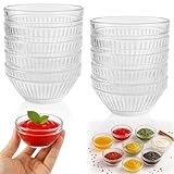 Prebarfun 10 Stück Dipschalen Klein Ø 7,5 cm, 75ml Mini Glasschalen, Stapelbare Kleine Schälchen für Dips, Saucen, Toppings, Gewürze, Glasschüssel Klein Rund für Dressings, Vorspeisen