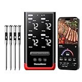 ThermoMaven P4 Fleischthermometer Kabellos – 4 Sonden 6 Sensoren, WiFi & Bluetooth 5.3, ±0,3°C Präzise, IPX8 Wasserdicht, App-Steuerung, NIST & NSF Zertifiziert, Grillthermometer, Bratenthermometer