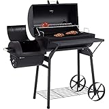 Ultranatura Smoker Grill Denver mit Side-Fire-Box, Deckel- Thermometer,massive Ausführung, Barbecue Grillwagen zum Grillen und Smoken, direkt und indirekt Hitze, BBQ, Holzkohle, 119 x 66 x 135 cm