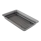 Chef Pomodoro - Ofenform mit Rost - Grau - 28 x 20 cm - Antihaftbeschichtet - kleiner Bräter mit Rost & Fettauffangschale - Perfekt für Fleisch, Fisch, Gemüse