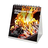 Grillzauber BBQ Tischkalender 10cm x 10cm für 2026 Grill - Geschenkset Inhalt: 1x Kalender, 1x Weihnachtsanhänger (insgesamt 2 Teile)