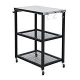 TAINO NETIS Grillwagen Grilltisch Rollwagen Grillständer klein mit Rollen Outdoor Balkon Garten Terrasse Schwarz