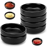 6er Dipschalen Set Dip Schalen Set Sojasauce Schälchen Kleine Schalen Keramik Schale Saucenschälchen 9x2,5 cm für Sushi, Dessert, Ketschup, BBQ (Schwarz)