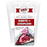UMAi Dry Ribeye Striploin Premium Dry Age-Beutel für Fleisch, Fleisch-Kit für Kühlschrank, Trockenalterung nach einfacher Methode zu Hause, 3 UMAi Dry Age-Beutel für Ribeye- und Striploin-Steaks