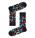 Happy Socks Barbeque Sock, farbenfrohe und fröhliche, Socken für Männer und Frauen, Schwarz-Blau-Rot-Weiß (41-46)
