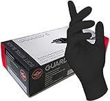 GUARD 5 - Nitrilhandschuhe 100 Stück Box - (Gr.7 /S, schwarz) - puderfreie Tätowierhandschuhe, Kochhandschuhe, Küchenhandschuhe, Einmalhandschuhe