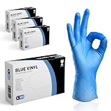 100 Stück Einweghandschuhe S, Blau Vinylhandschuhe, Puderfrei und Latexfrei Einmalhandschuhe, Vinyl Handschuhe Einweg für Den Umgang Mit Lebensmitteln, Die Reinigung und Den