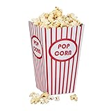 Relaxdays Popcorn-Boxen, Behälter, Tüten, 144 Stück, Retro, Filmabend, Geburtstag, Pappe, rot/weiß